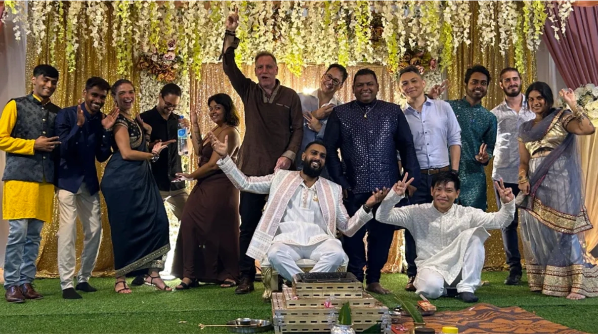 The Playtouch team celebrating Mauritian style