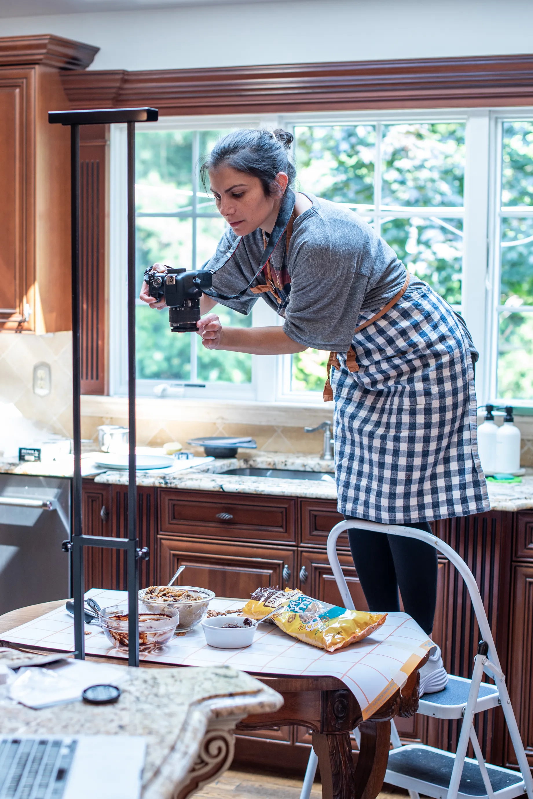 Alex George photographing a recipe setup