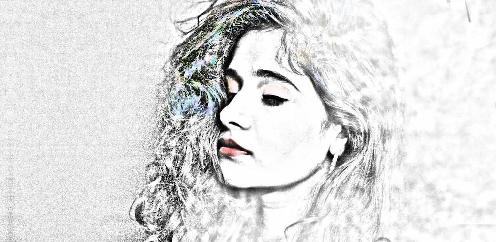 The Pencil Sketch effect: turning a photo into an artistic pencil drawing with color on Android.